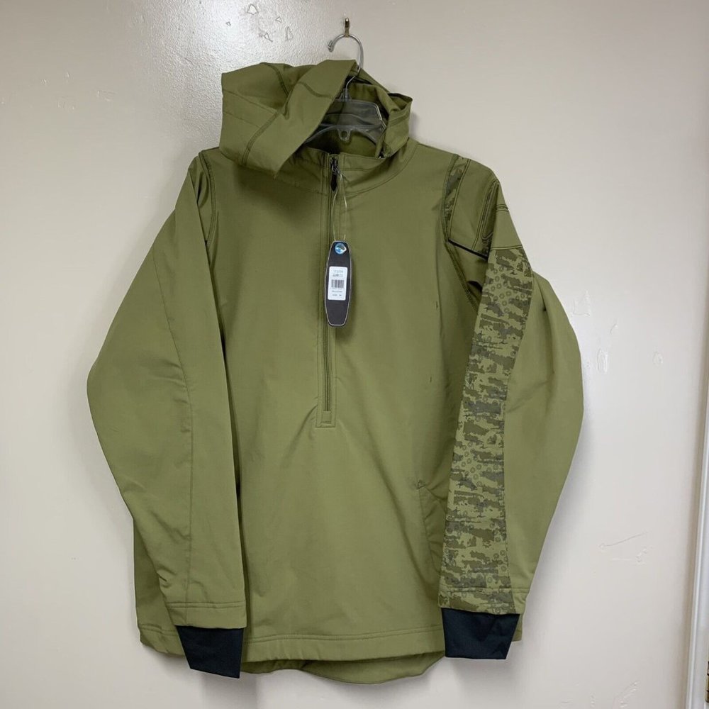 Hyperlite Green 3/4 Zip Pullover Jacket Camo Boating Fishing Size Med Hood